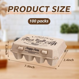 Zhanmai 50 Pcs Natural Paper Pulp Egg Cartons Blank Bulk Square Chicken Egg Cartons 12 Count Dozen Vintage Classical 3 x 4 Style Cardboard Egg Tray Holder for Family Farm Market Storing (Classic)