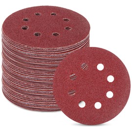 80Pcs 125mm Sanding Discs, Hook and Loop 10 x 40/60/80/120/180/240/320/400 Mixed Grits, 8 Hole 5 Inch Round Sanding Discs Pads for Random Orbital Sander