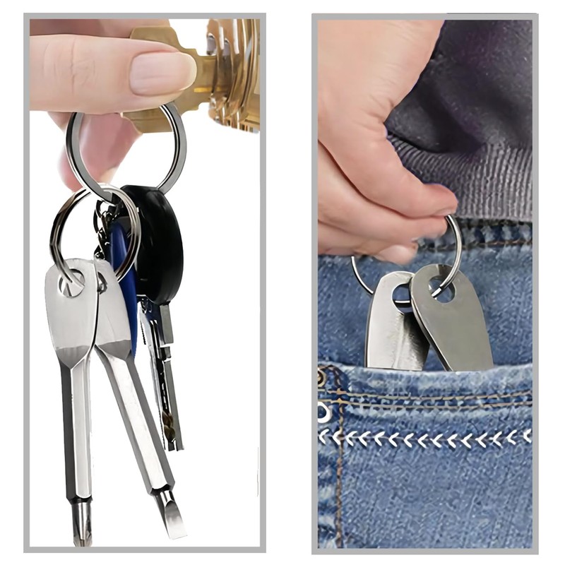 Treki Key Ring Screwdriver Set，8pcs Mini Pocket Keychain Screwdrivers Multifunction