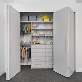 Bifold Door Hardware Set, with 36” Track, Aluminum Sliding Cabinet Folding Door, Hanging Wheel Closets Folding Door (2 Set)