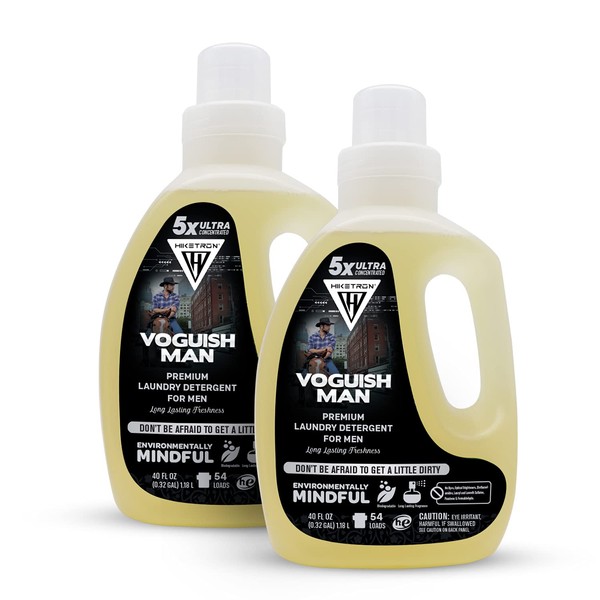 Hiketron | Mens Liquid Laundry Detergent | 5x Ultra Concentrated | Long lasting Masculine scent | Removes Tough Stains | Machine Friendly | Voguish Man | 2 Pack (80 fl oz, 108 Loads)