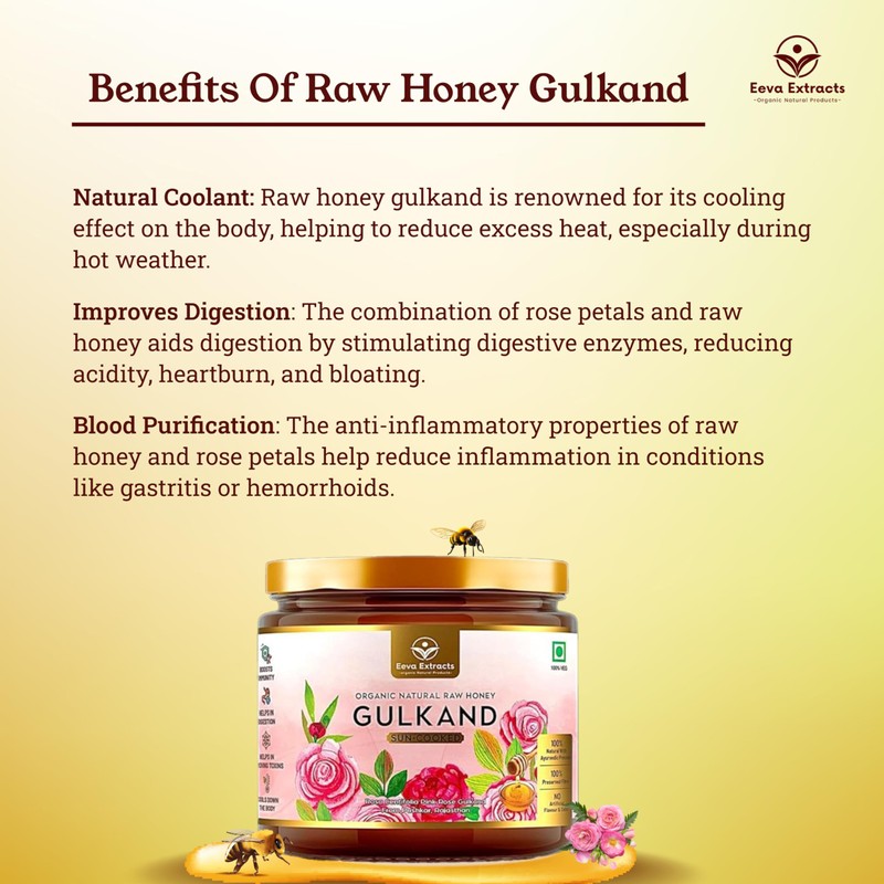Eeva Extracts Lab-Tested Organic Rose Honey Jam – Raw &