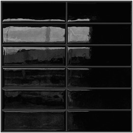 DEWOO Black Rectangle Peel and Stick Subway Backsplash Self Adhesive Wall Tile Stickers for Kitchen Bathroom Brick (10-Sheet, 12"×12")