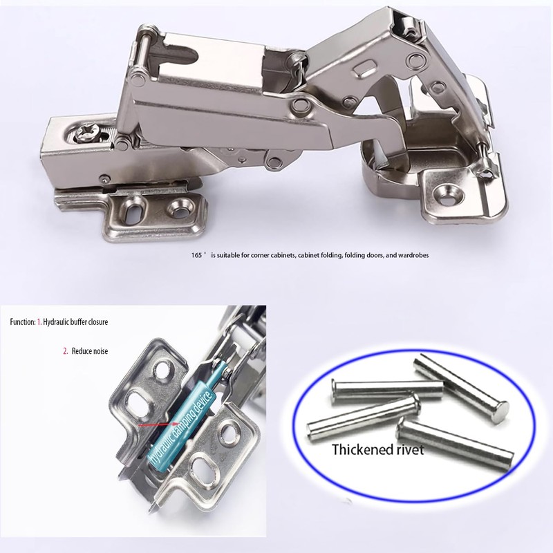 2-Pack 165 Degree Soft Close Cabinet Hinge Suitable for Frameless