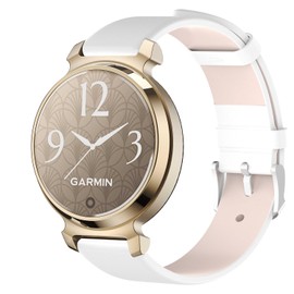 QINOUK Strap for Garmin Lily 2, [Breathable] Genuine Leather Watch Strap, Tang Buckle Design, Soft Replacement Bracelet Band for Garmin Lily 2-White