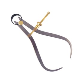 Toolmaker's “Yankee” Quick-Spring Nut, Rapid Adjust, Spring Outside Calipers OD Dividers, 0-6.5” / 215 mm Range, Brass Fulcrum and Fine Adjustment Mechanism, Flat Leg, C9-06