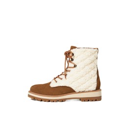 Cecelia New York River Nutella Lace Up Quilted Combat Boot Flat Ankle Booties