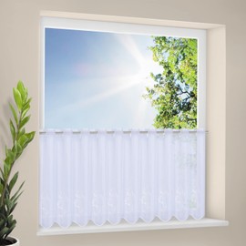 Happy Home Alissa Net Curtain with Embroidery Width 150 x Height 50 cm White