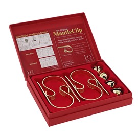 Haute Decor The Original MantleClip Decorator Toolkit - Set of 4 MantleClip Stocking Holders and 4 Stocking HangRight Adjusters (Brass/Gold Finish)