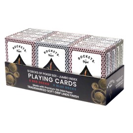 Regal Games [12 Decks] Rocket Jumbo Playing Cards - Contains 6 Red & 6 Blue Decks, 310 GSM Paper, 2.5" x 3.5" Plastic Coated Cards with Extra Large Print