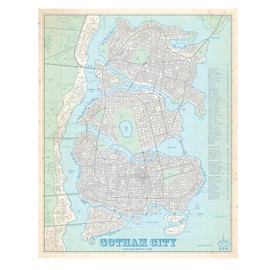 Gotham City - Vintage Style Plat Map - 16x20 Poster