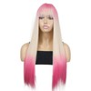 onemily Long Pink Wigs for Women 24Inch Straight Pink Wig