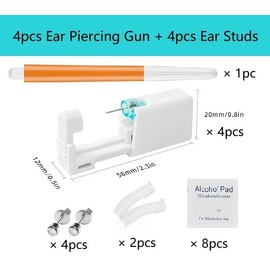 Ear Piercing Gun, Painless Ear Piercing Kit, Safety Asepsis Piercing Tool Kit with Ear Studs for Women Man Girls Boys Unisex, Independent packaging (4 Pack)