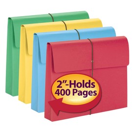 Smead Colored Expanding File Wallet with Flap and Cord Closure, 2" Expansion, Letter Size, Assorted Colors, 50 per Box (77251)