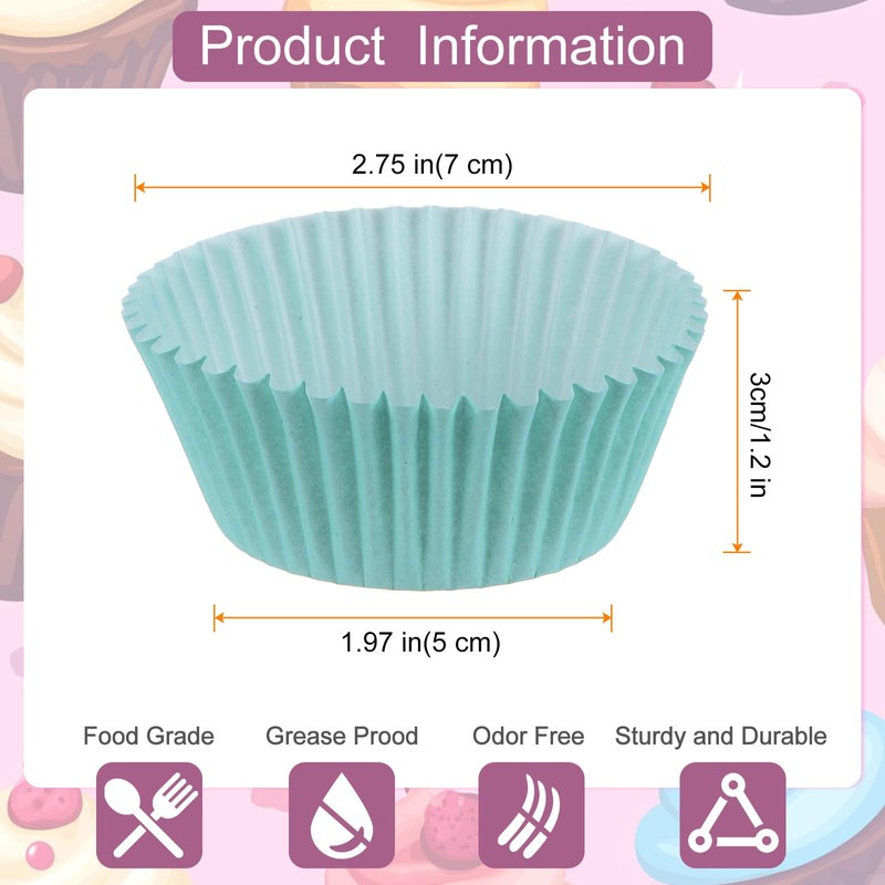 sourcing map 100 Count Cupcake Liners Light Blue Cupcake Cups
