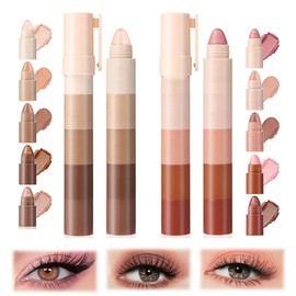AKJAXQU Pack of 2 Eyeshadow Pens, Eyeshadow Stick, Waterproof Eyeshadow Glitter and Matt, Long-Lasting, Makeup for Wrinkle Free Eyes