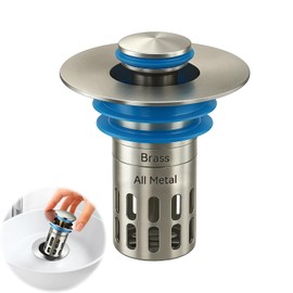 Bathroom Sink Drain Strainer (All Metal),Bathroom Sink Stopper Replacement,Pop-up Sink Drain Strainer with Removable Steel Strainer Basket,Hair Catcher fit for 1.05-2.0'' Hole Basin