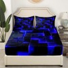 3D Geometric Leaves Abstract Aesthetic Bed Linen, Black and Navy
