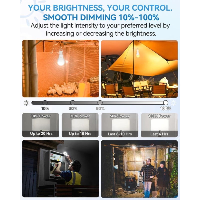 Solar & USB Rechargeable Light Bulbs With Remote + Touch