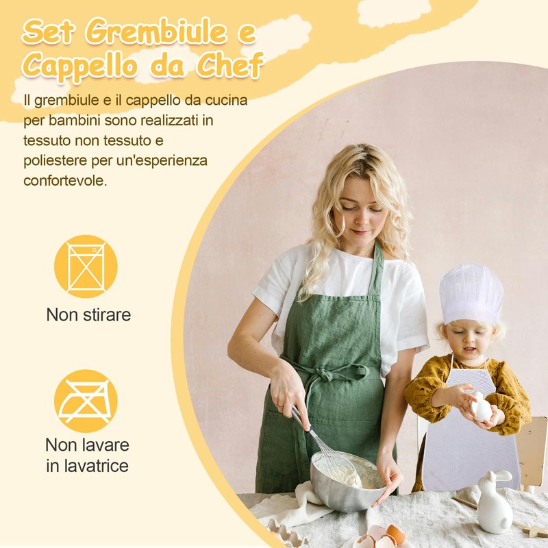 ZYKORT 8 Pieces Kids Aprons and 8 Pieces Kids Chef