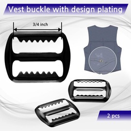 Lakesstory 2 pcs Vest Buckle Black Slide Fastener Pewter with Design Plating, 3/4 inch Center