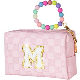 Elilier Christmas Gift Stocking Stuffers Gift for Girls Kids, Make up Bag, Preppy Stuff for Teen Girls, Birthday Gifts Idea, Gifts for Her Makeup Toiletry Pouch, Skin Care for Teens 10-12 (Letter M)