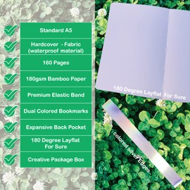 A5 Dotted Notebook - Bullet Dot Grid Journal - 180G Thick Bamboo Paper - 160 Dot Grid Pages 5x5 MM - Waterproof Hardcover - Watercolor Drawing For Artist and Students (BK-16)