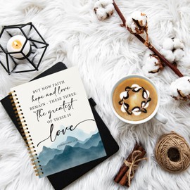 ZFQ Bible Journal for Women,Christian Gifts Inspirational Spiral Bible Notebooks,1 Corinthians 13:13 Scripture Hardcover Spiral Notebook 5.5x8.3