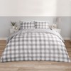 OHS Grey Double Duvet Set, Reversible Check Bedding Super Soft
