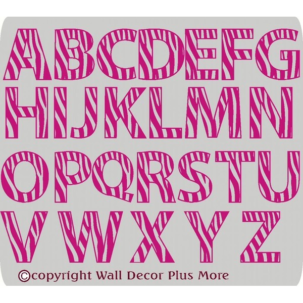 HotPink Zebra Print Letter Wall Sticker Vinyl Decal 11inch Choose Your Letter - Letter Z