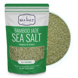 Hawaiian Bamboo Jade Sea Salt – Green Fine Sea Salt Infused with Real Bamboo Leaf Extract – For Finishing, Grilling & Seasoning – 14 oz Bag