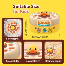 Cute Duck Board Game Toy Set with Music, Includes Rotating Game Board, Nets, Eggs, Stickers, Perfect Gift for Kids Aged 3+