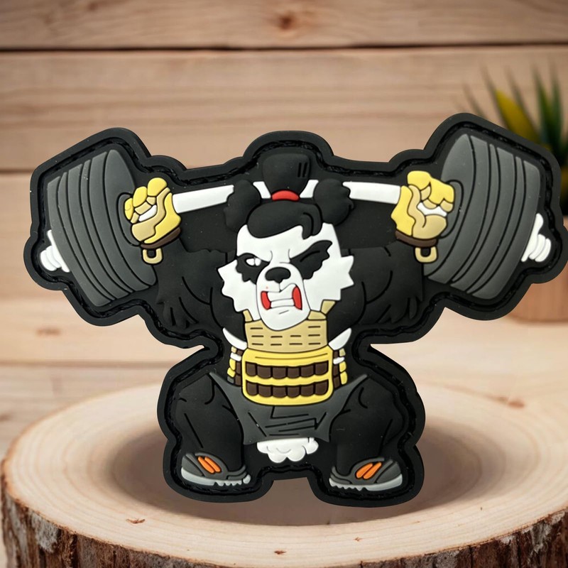 Patches for Backpacks, Barbell Fitness Panda PVC Patches Embroidered Tactical