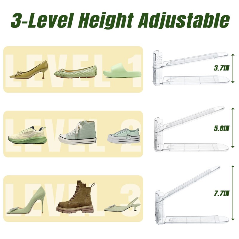 MOOKNAT Clear Shoe Slot Organizer, 12 Pack Adjustable Shoe Slots