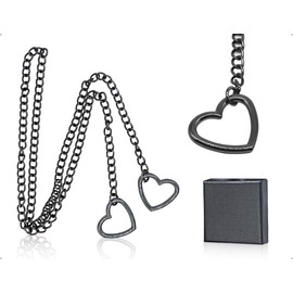 AOYEGIC Necklace, Punk Slip Choker, Collar, Necklace with Box, Used for Women, Men, Boys and Girls, Home, Travel, Wedding, Party, Role Play (Black, Heart)