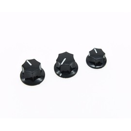 Dopro Set of 3 Black Brass Insert USA Spec 1/4" Jazz J Bass Knobs,Large & Small Knob