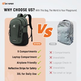 SKYSPER 30L Hiking Backpack Travel Men's Rucksack, Lightweight Day Pack for Travel Walking Women