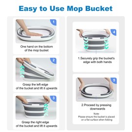 Zonopy 16L Collapsible Mop Bucket with Handles - Space Saving Foldable Silicone Tub for Cleaning, Laundry, Storage - Portable Wash Basin for Home & Car - 4.2 Gallon Compact Utility Bucket