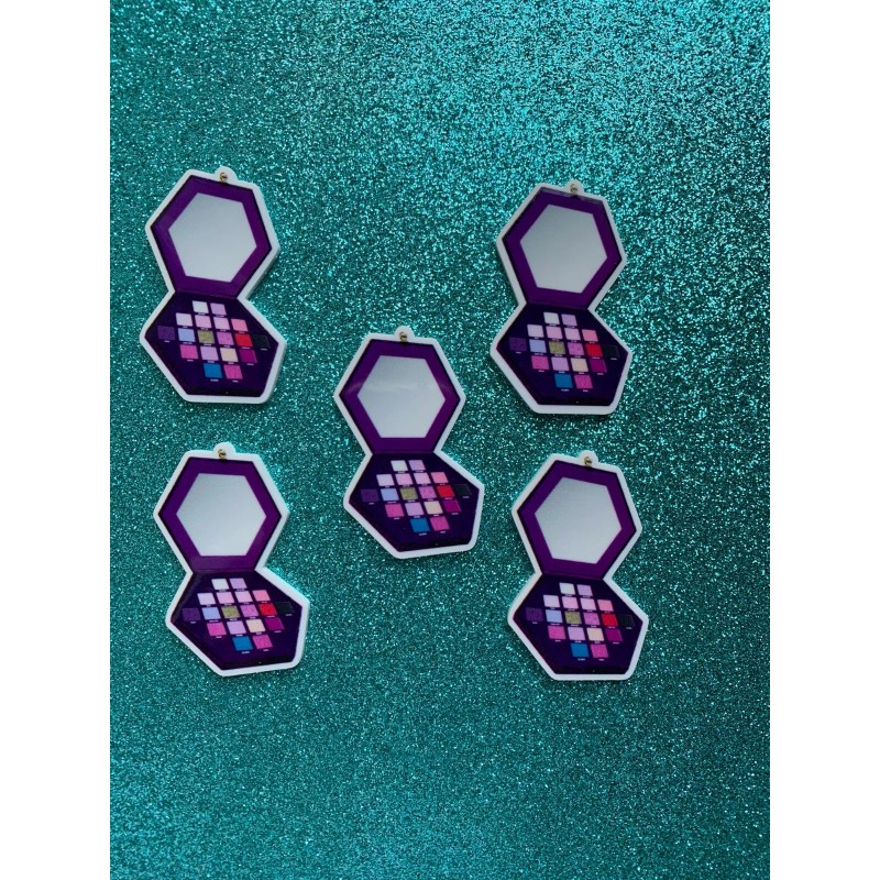 5pc. Purple Eyeshadow Resin Planar Flatback, Makeup Cabochon, Bow Center