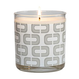 Chain Link Scented Candle | Soy Coconut Wax Blend | 55-Hour Burn Time | Fragrance Notes of Sweet Orange, Almond Milk, and Vanilla Bean | Screen-Printed Glass Jar | Made in The USA