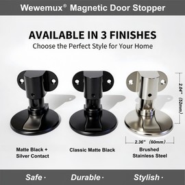 Wewemux 1 Pack Magnetic Door Stopper – Adjustable Magnetic Door Stop for Bottom of Door, Floor Mount Magnet Door Holder with Nail-Free Glue Included, No-Drilling (Dual-Color)