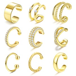 Finrezio Ear Cuffs Non Piercing Earrings for Women Trendy Lightweight Gold Silver Clip On Fake Earrings Non Pierced Cartilage Ear Cuff Jewelry Set