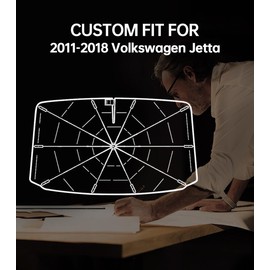 Lluzx Windshield Sun Shade Umbrella Custom Fit for Volkswagen Jetta 2011-2018, Car Sunshade with 360° Rotating Shaft, Car Window Shades for Front Windshield Sunlight Protection