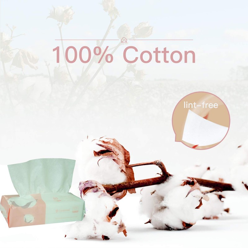Careboree Extra Thick Dry Wipe, 100% Cotton, Lint-Free Cotton Tissues
