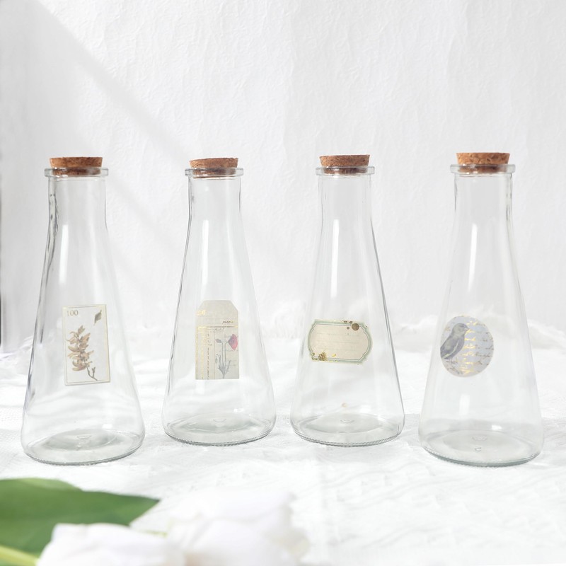 Magic Season Decorative Glass Bottles with Cork Stoppers (350 ml