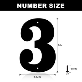 5 Inch Metal House Numbers, House Address Letters and Numbers for Outside Signs, Metal Letters Door Numbers Signage Street Address Plaque for Garden Door Mailbox Decor (Number 3)
