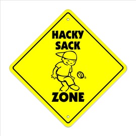 Hacky Sack Crossing Sign Zone Xing | Indoor/Outdoor | 20" Tall Kick College Game Foot Sack