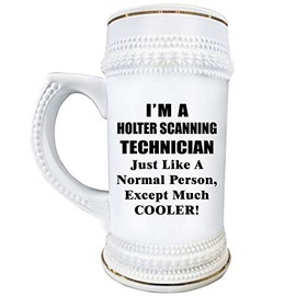 Art by Chelsydale Im a Holter Scanning Technician Beer Stein Mug 22oz Ceramic Novelty Drinkware - Funny Gifts for HST Cardiovascular Technologist EKG Monitor Tech Gag - Normal Cooler Person