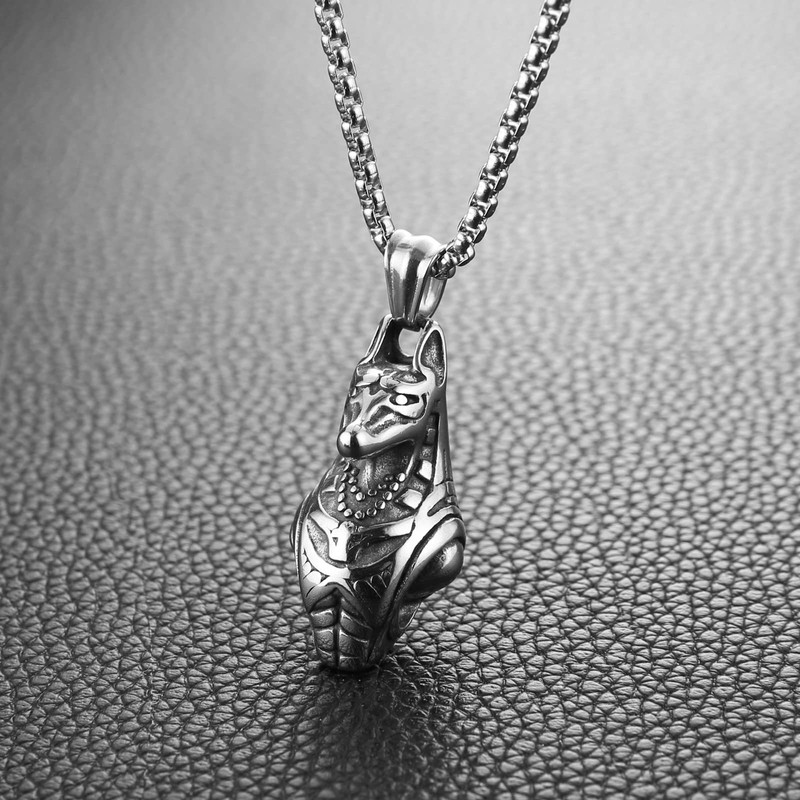 HZMAN 3D Anubis Necklace for Men Ancient Egypt Desert Grim