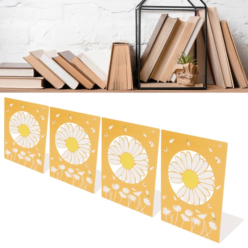 4 Pcs Metal Bookends Anti Slip Exquisite Beautiful Unique Design